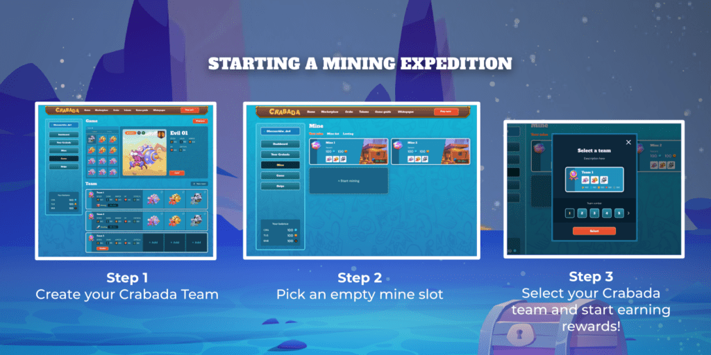 Figure 6 - Three Simple Steps To Start A Mining Expedition