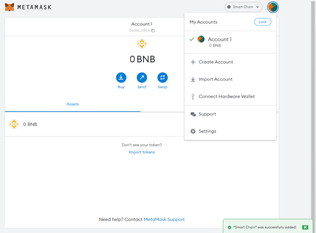 binance metamask settings