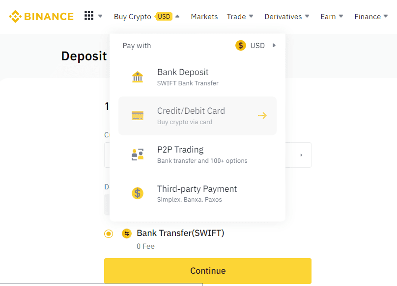 How To Open A Binance Account Purchase Crypto With Credit Card On Binance Step 1