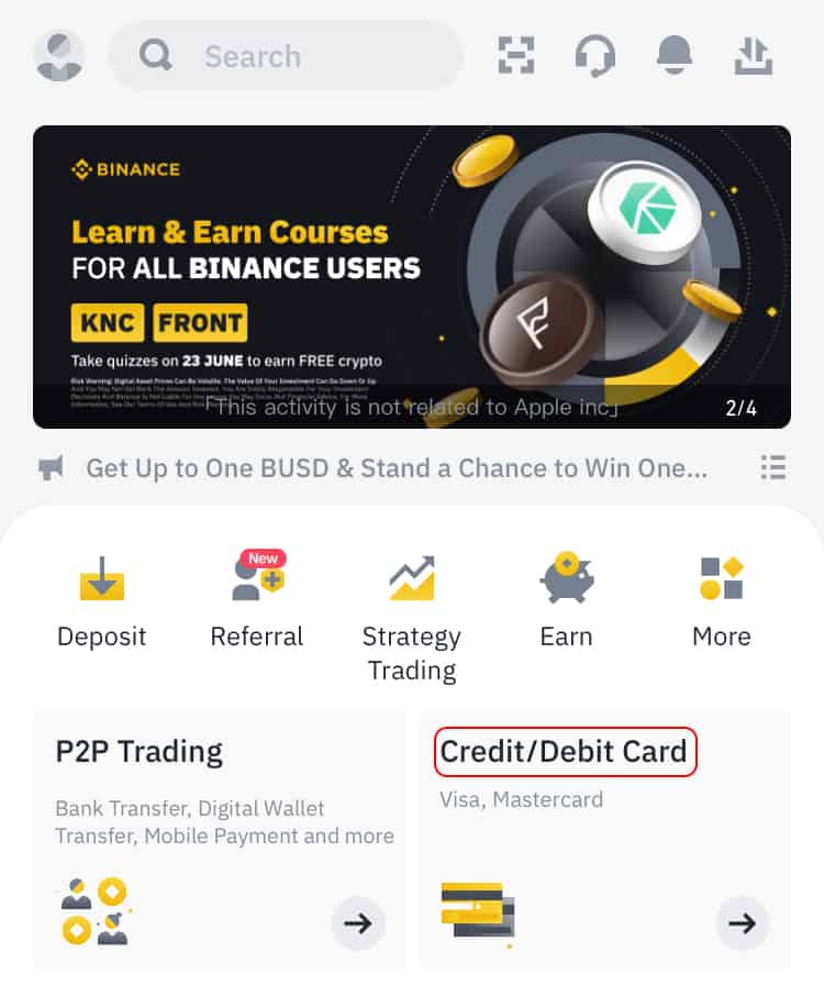 How To Open A Binance Account Purchase Crypto With Credit Card On Binancesmartphone Step 1 1