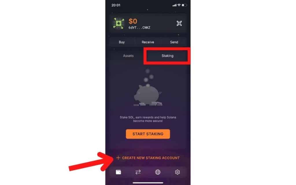 How To Stake Solana Staking Solana Solflare Mobile App Step 1