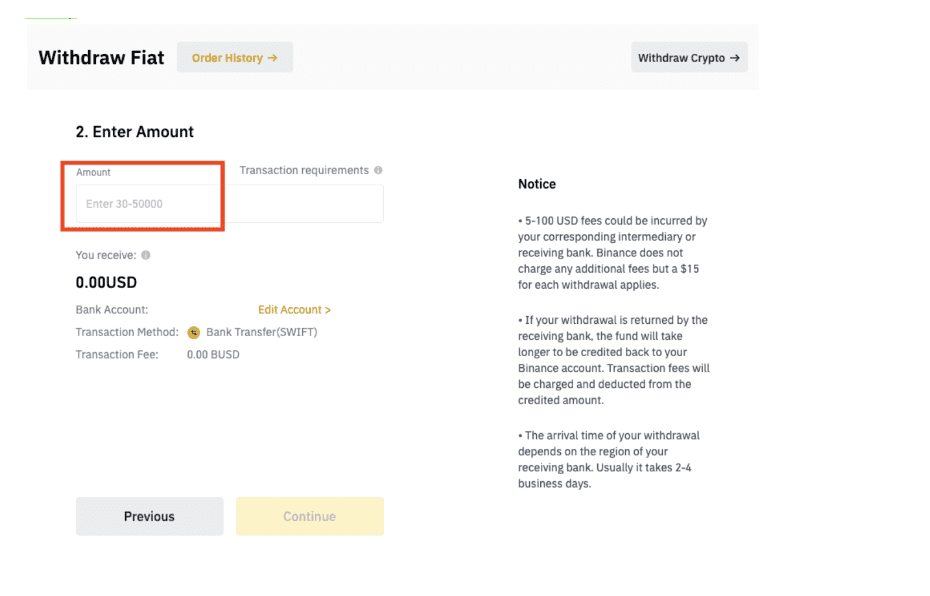 How To Withdraw From Binance Withdraw Fiat Step 3