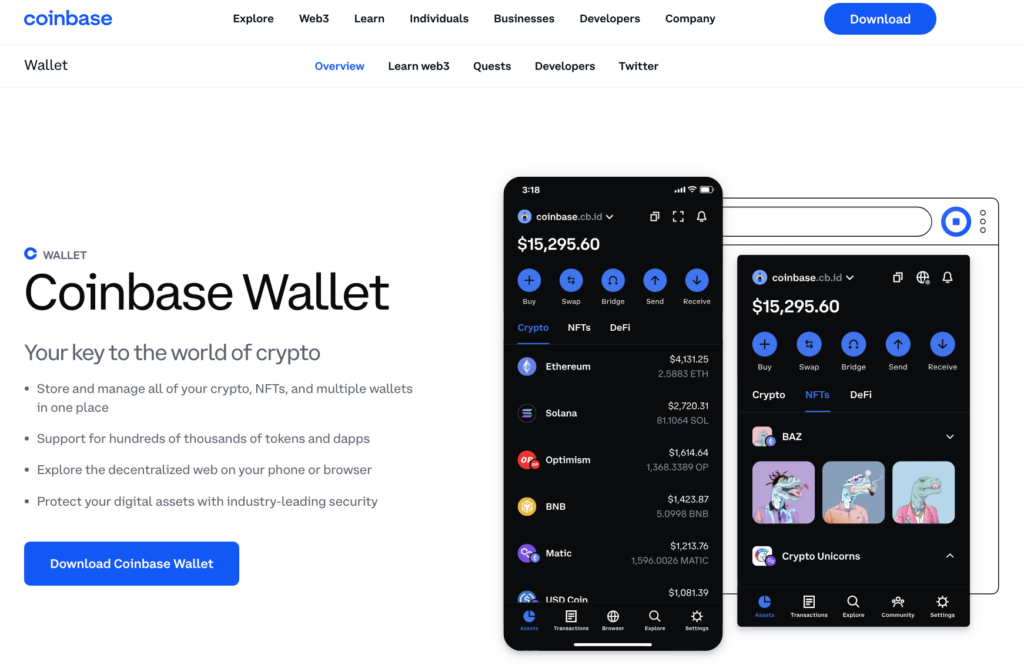 Coinbase Wallet Homepage