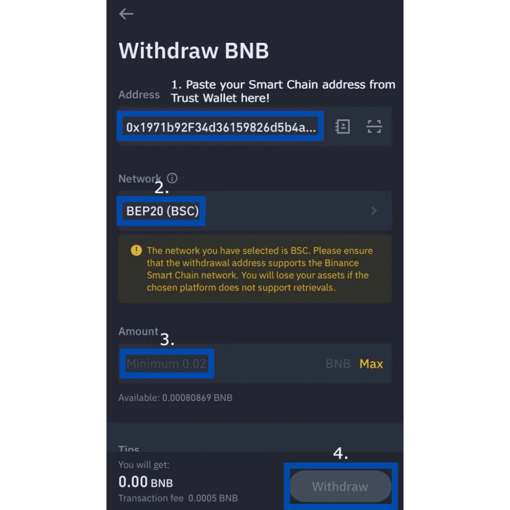 Confirm To Withdraw Your Bnb From Binance To Trust Wallet