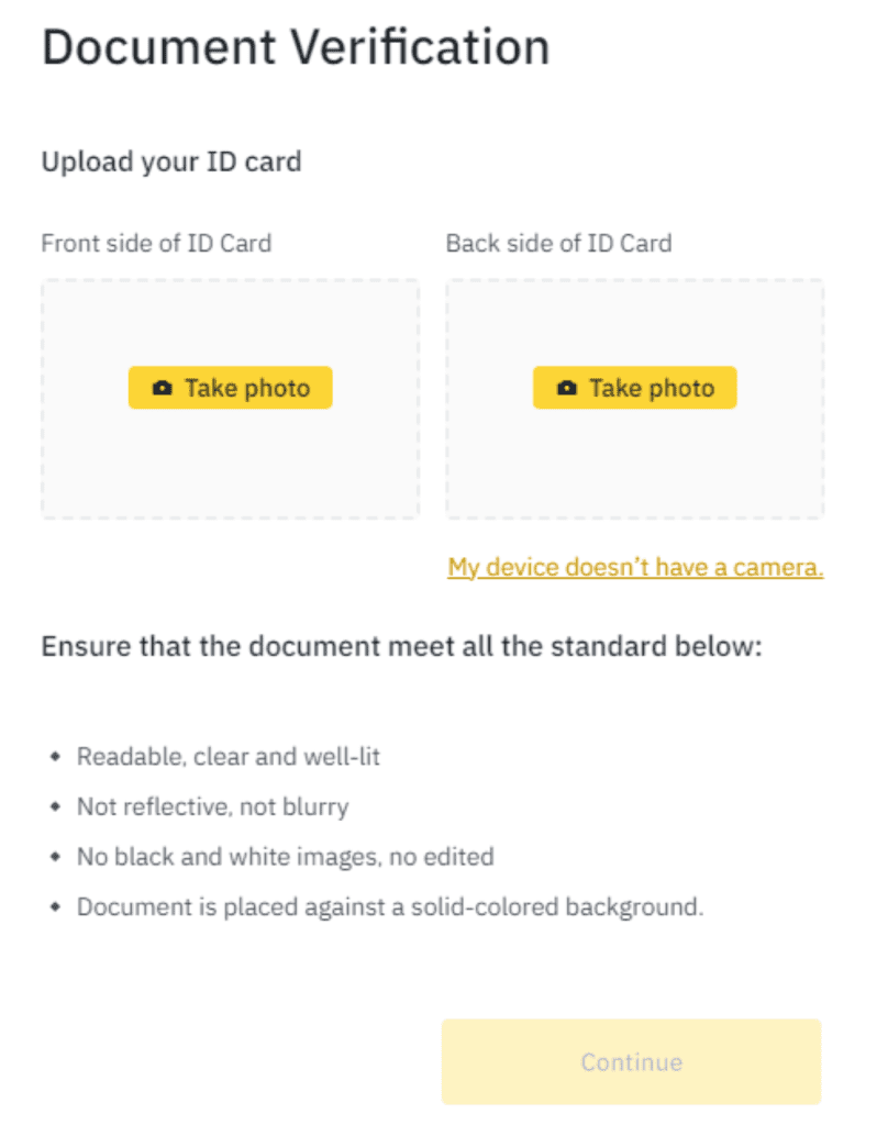 Allow Binance To Use Your Camera To Scan Id Document