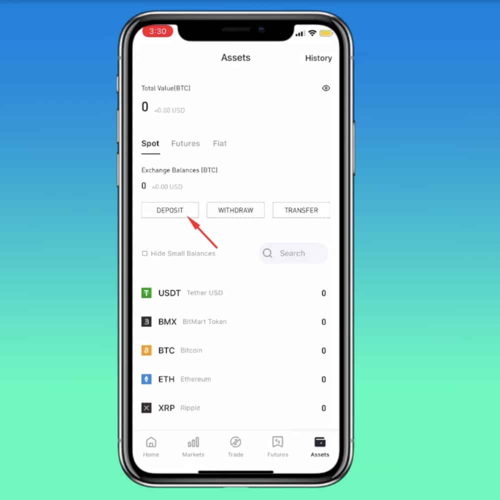 Deposit Money Into Bitmart App Step 3