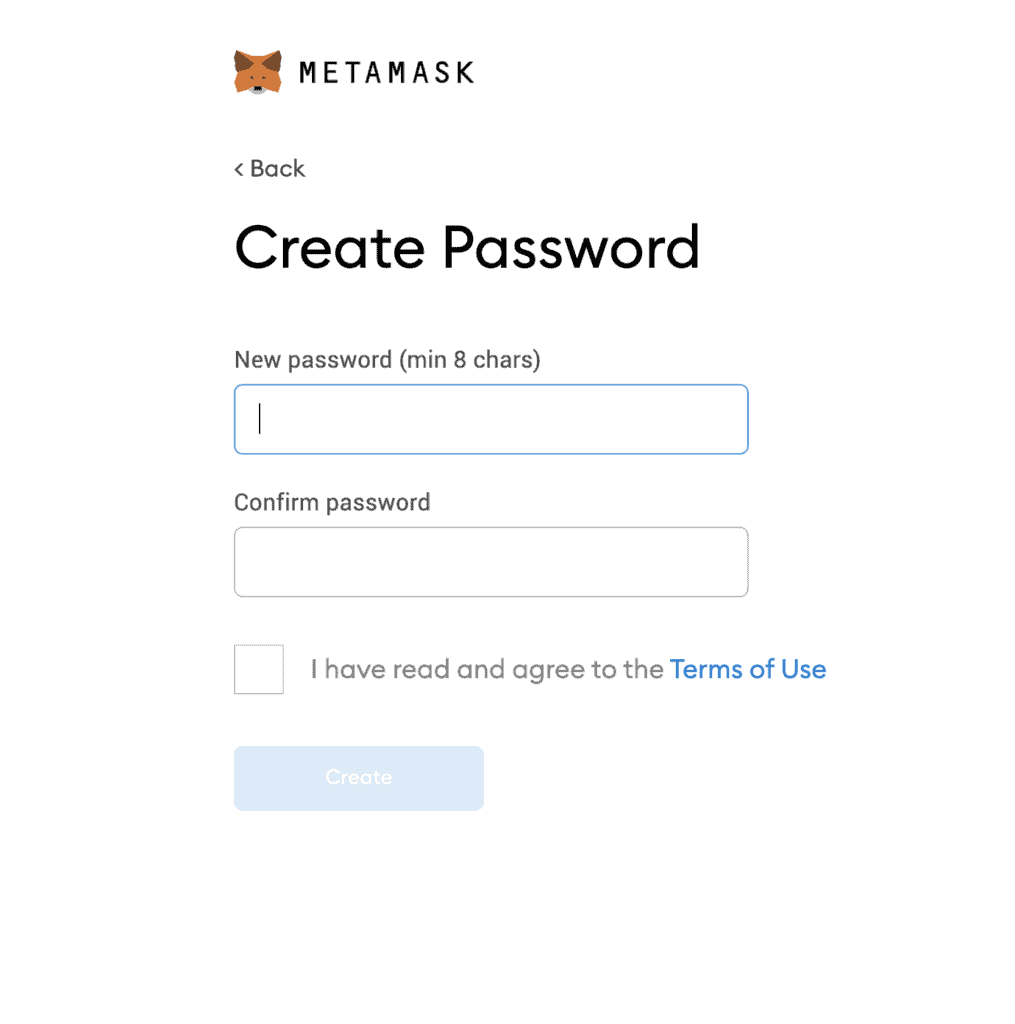 Image1- Fill The New Metamask Wallet Password