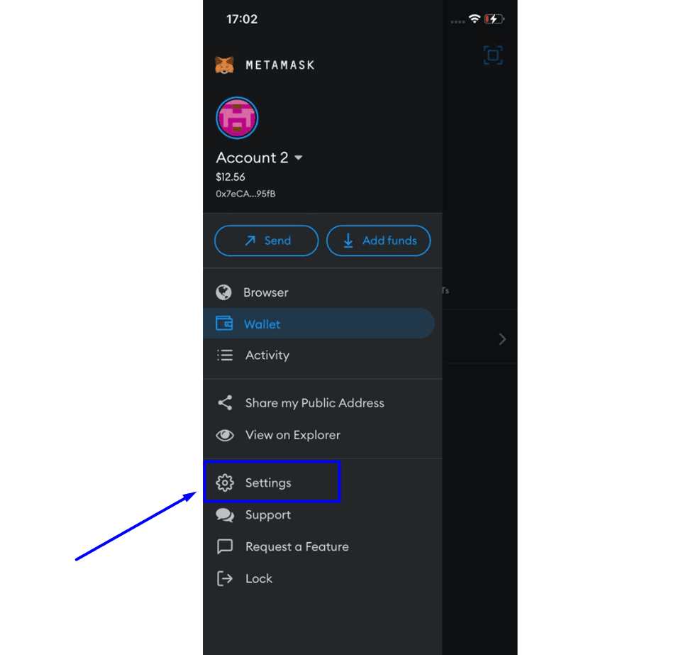Step1 To Add Cronos To Metamask On Mobile