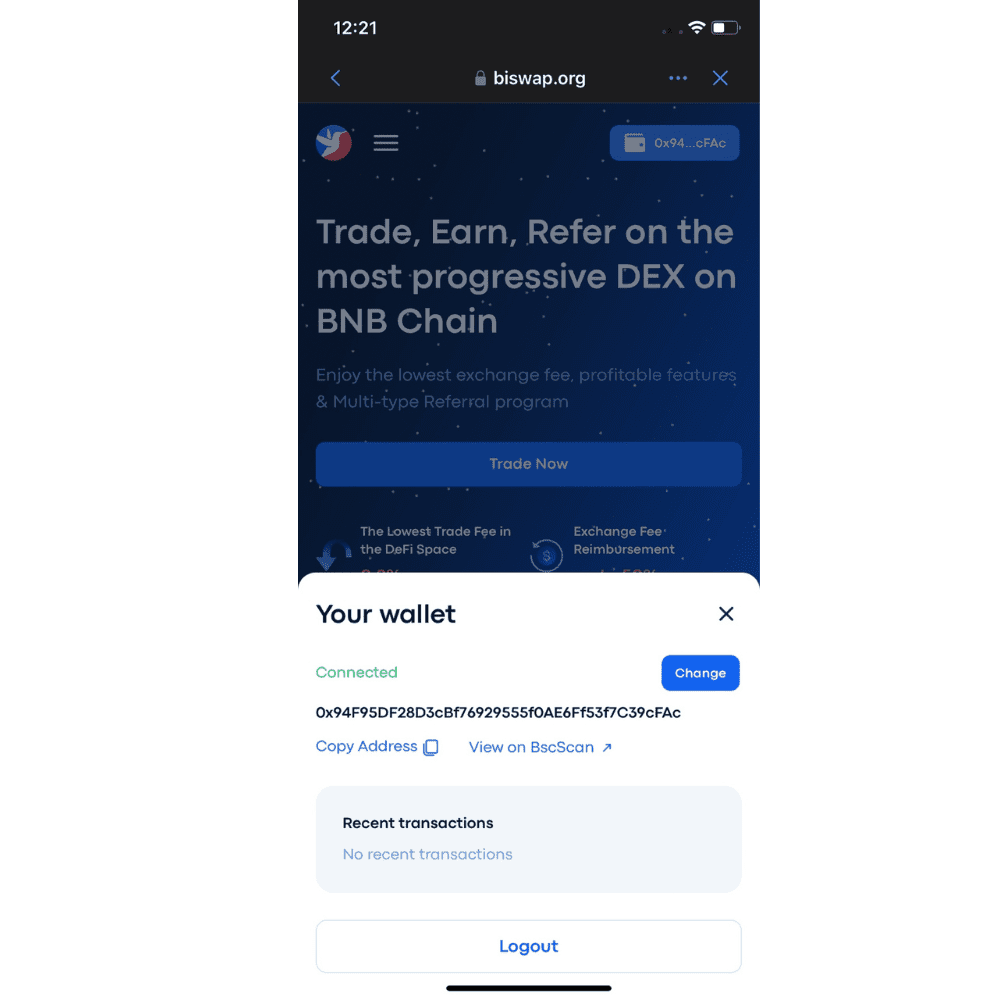 Connect Biswap To Trust Wallet Step 2.6