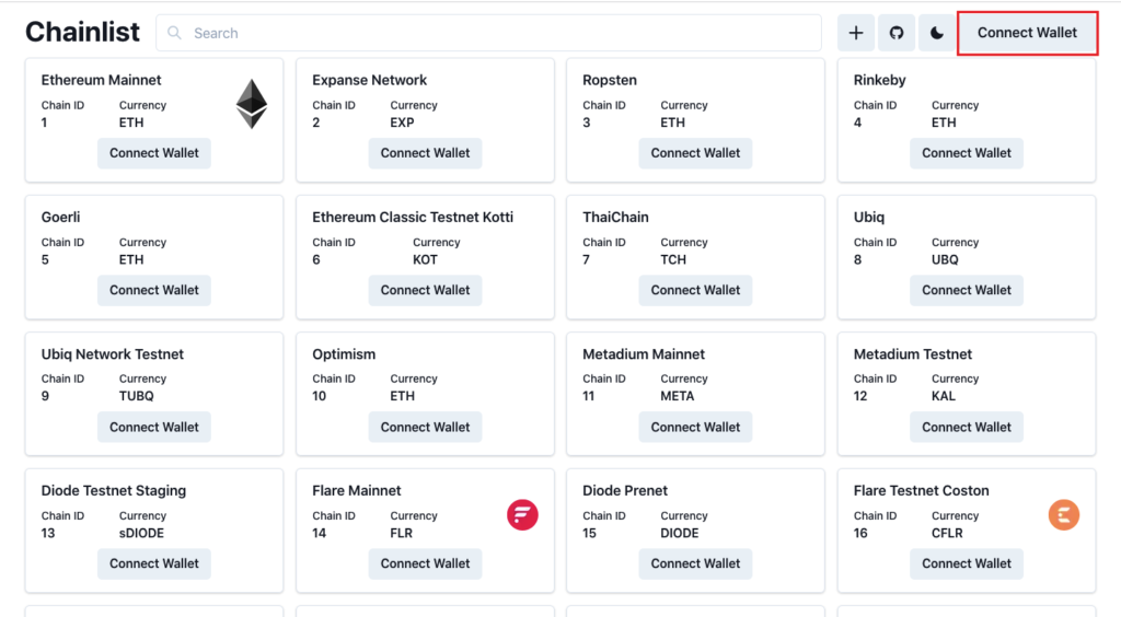 Connect Metamask To Chainlist