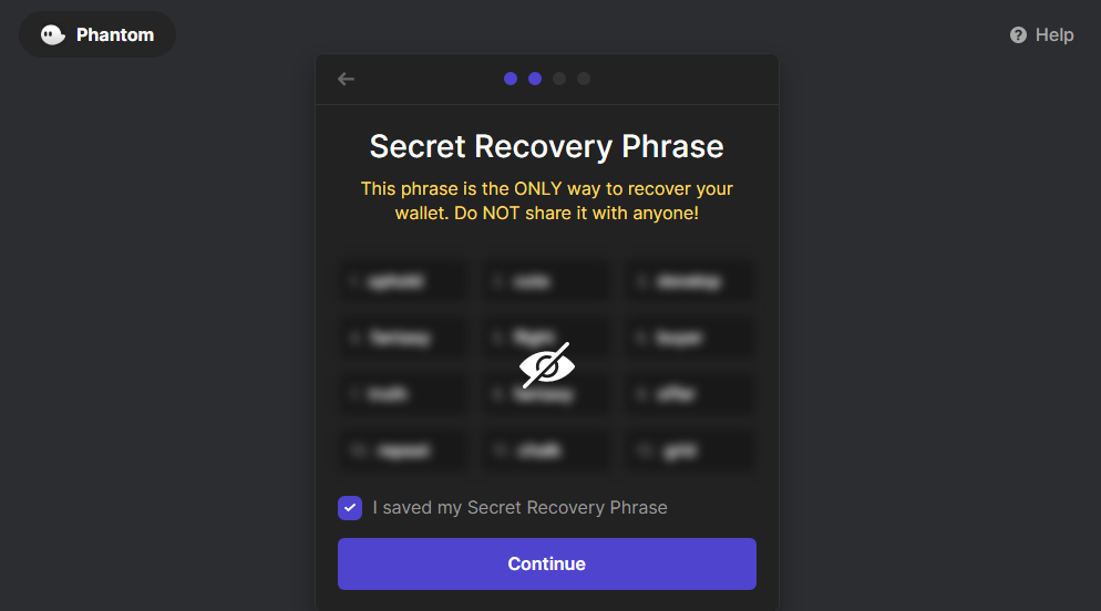 Reveal Secret Recovery Phrase