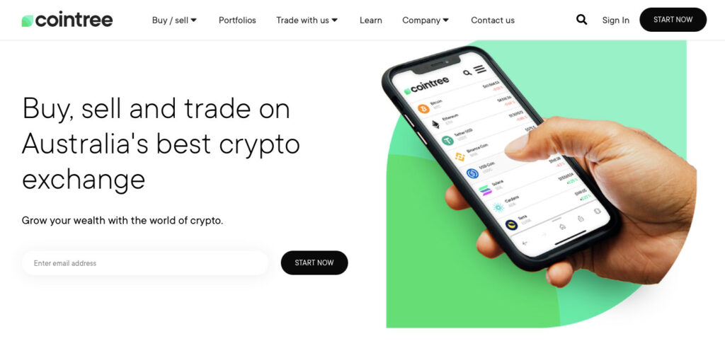 Cointree Crypto Exchange Homepage