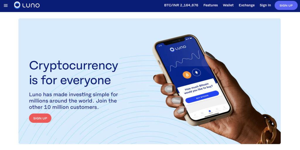 Luno Crypto Exchange Homepage
