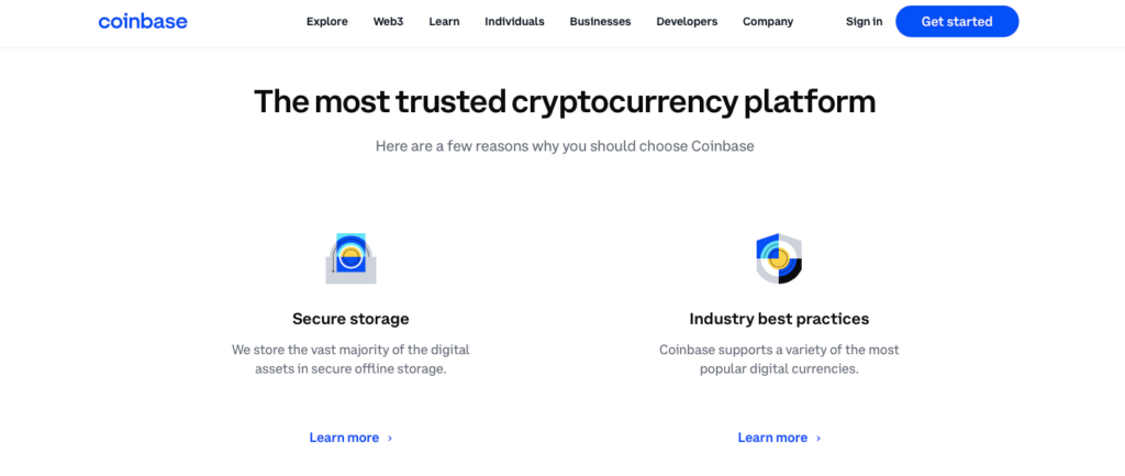 Coinbase Home Page