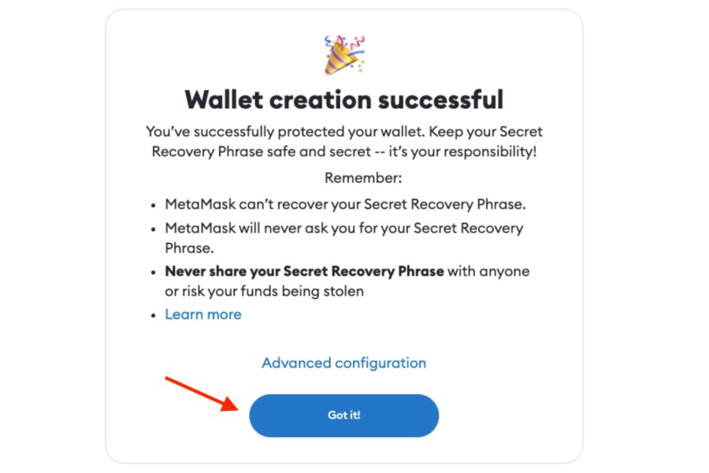Create Metamask Wallet Step 7