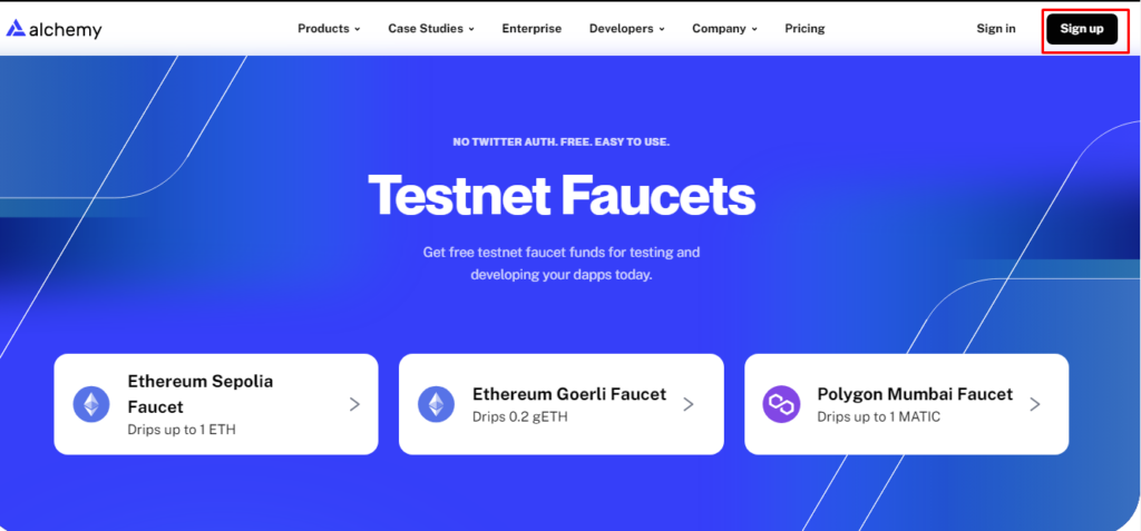 Get Testnet Eth From Alchemy Faucet Step 1