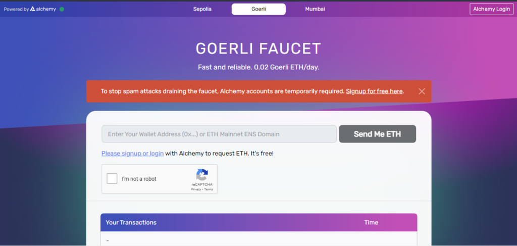 Get Testnet Eth From Alchemy Faucet Step 2