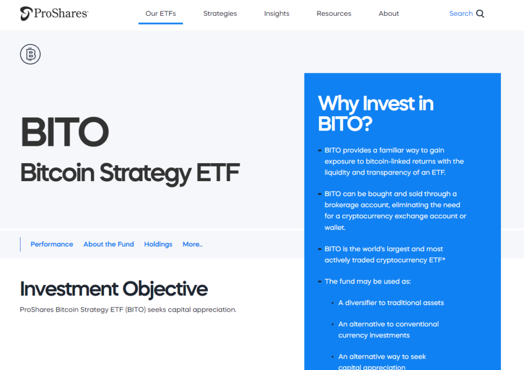Proshares Bitcoin Strategy Etf Bito