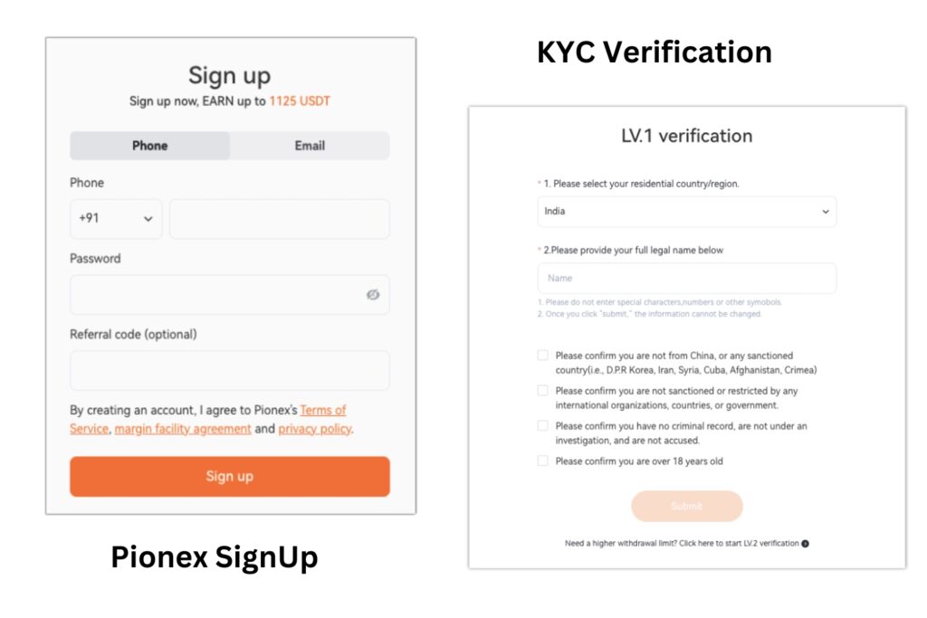Sign Up And Kyc On Pionex