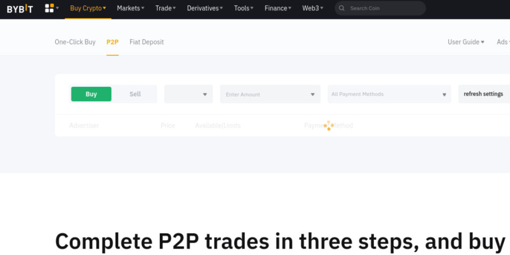 Navigate To P2P Section Bybit