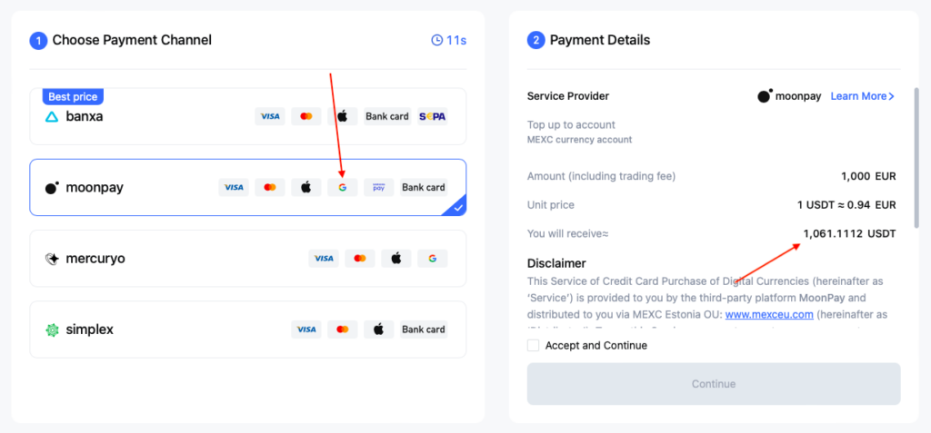 Buy Usdt With Google Pay Mexc Step 4