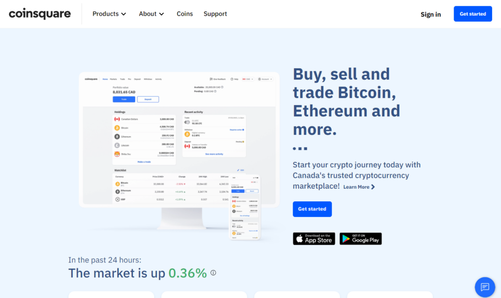 Coinsquare Homepage