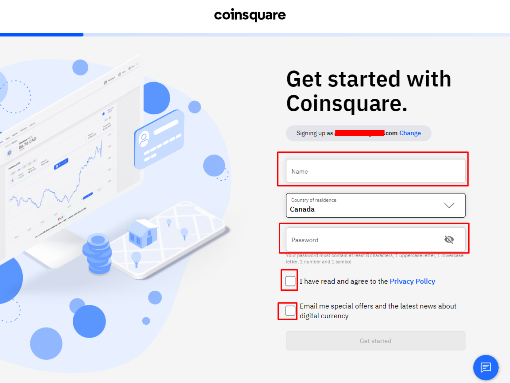 Create Account On Coinsquare