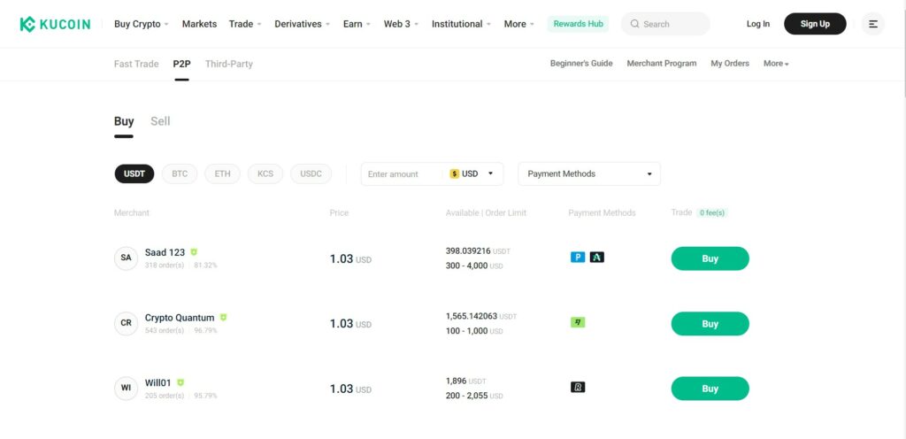 Kucoin P2P Trading Platform