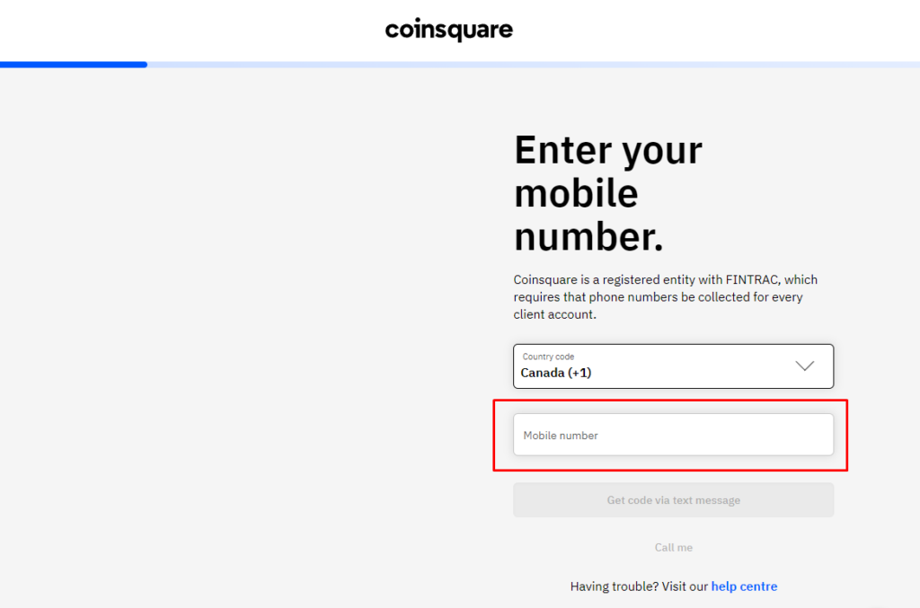 Provide Mobile Phone Number On Coinsquare