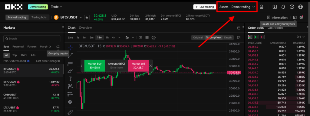 demo trading on okx