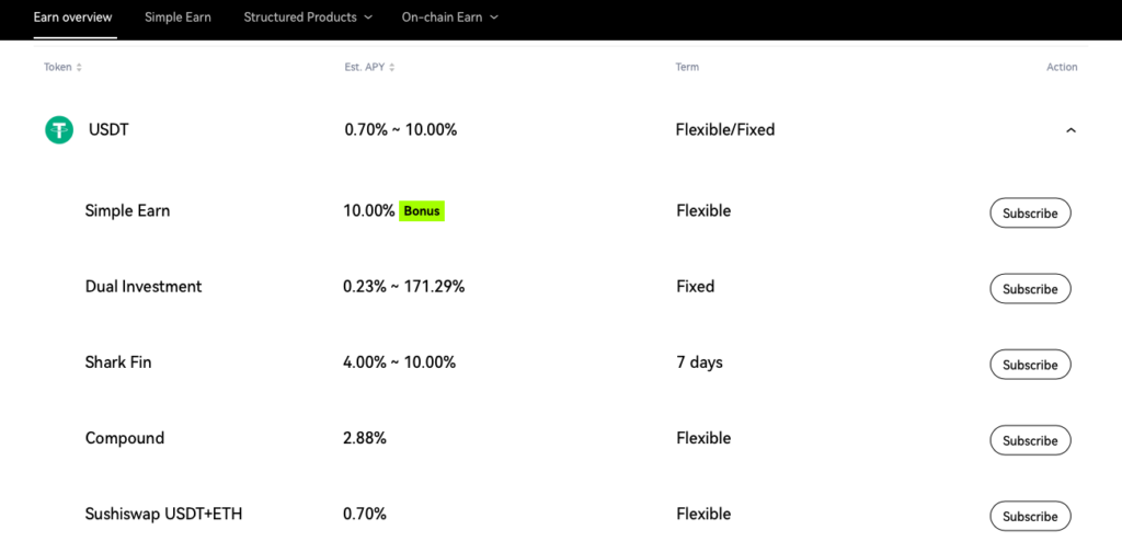 earning products on okx