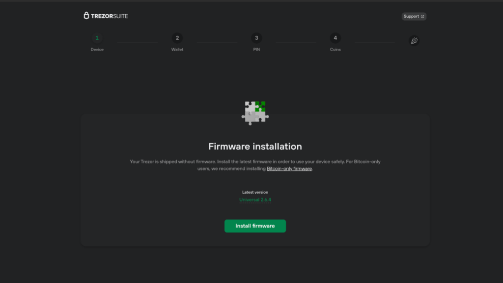 Firmware Installation On Trezor Suite