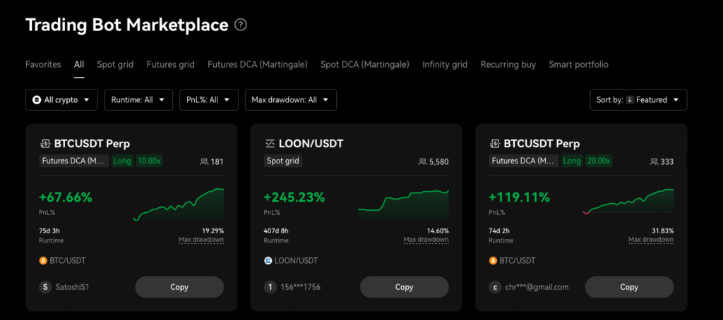 trading bot marketplace on okx