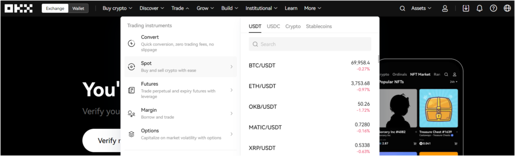 trading crypto on okx