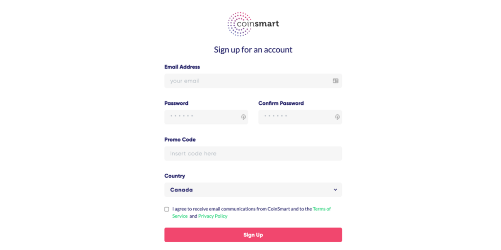 Create Account On Coinsmart