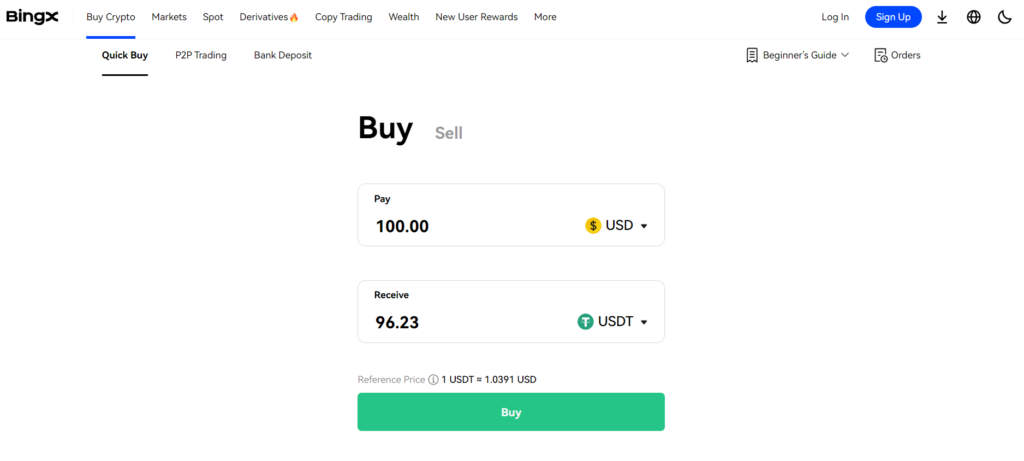 buy crypto on bingx