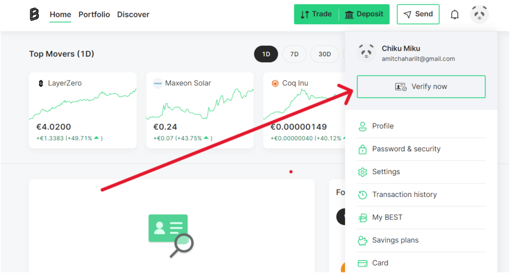 verify account on bitpanda