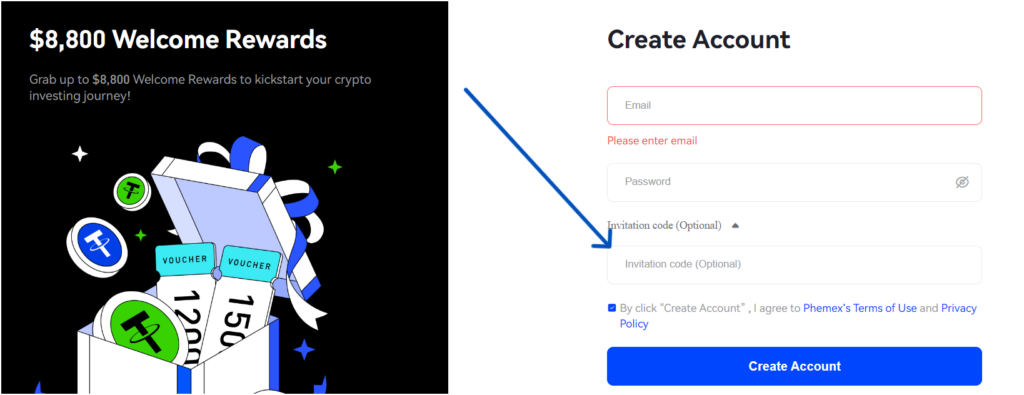 Step 1: Create a Phemex account 