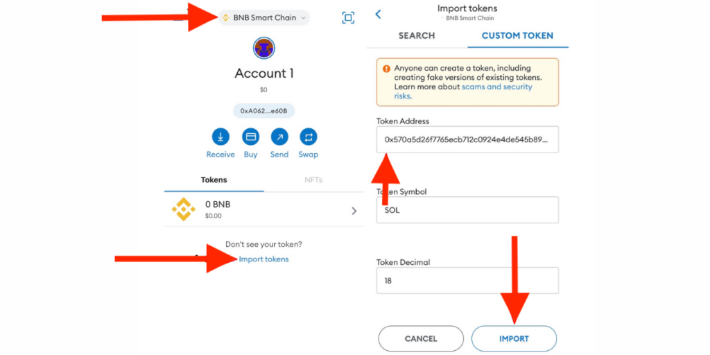 Step 3: Import tokens and enter the contract address